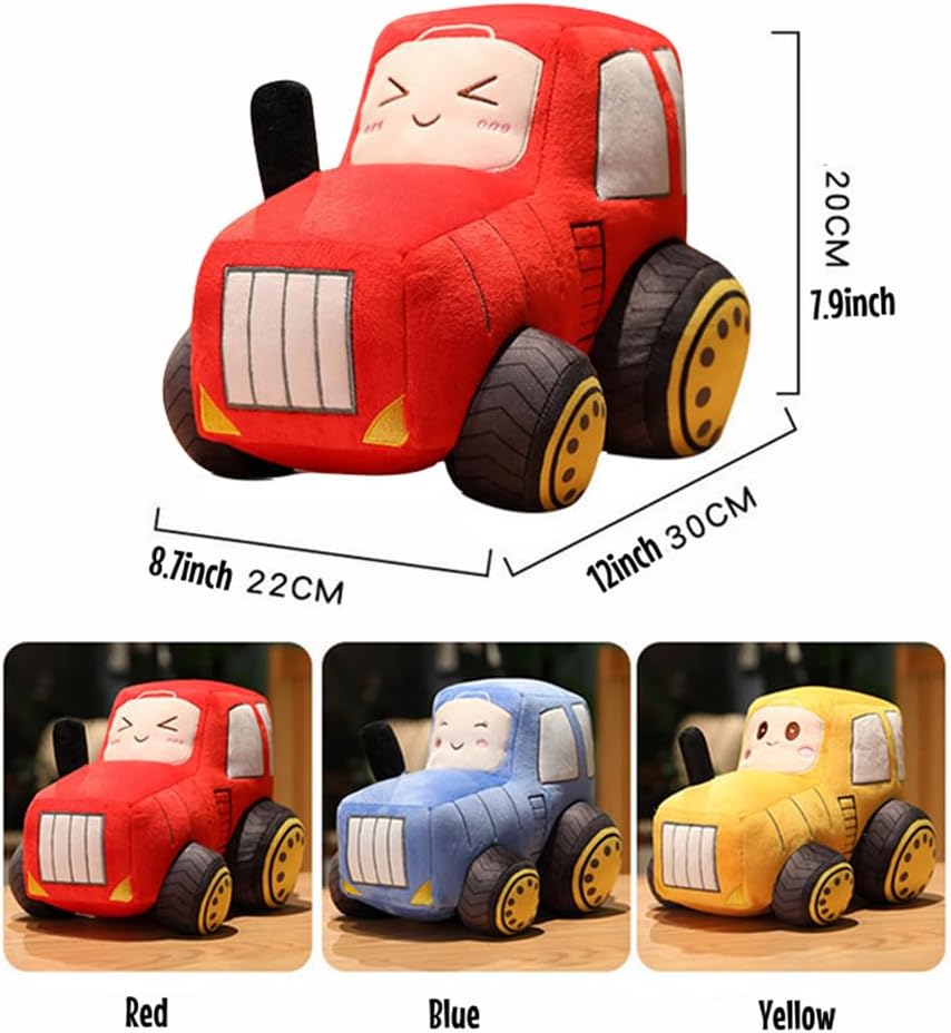 Tractor Plush Toy – Cute Cartoon Car Plush Pillow | Soft Stuffed Vehicle Doll for Kids & Toddlers