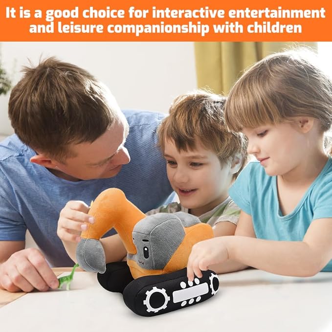 "Excavator Plush Toy – 11” Soft Stuffed Digger Truck Plush Pillow | Cute Construction Car Plush Toy | Great Gift for Kids & Toddlers"