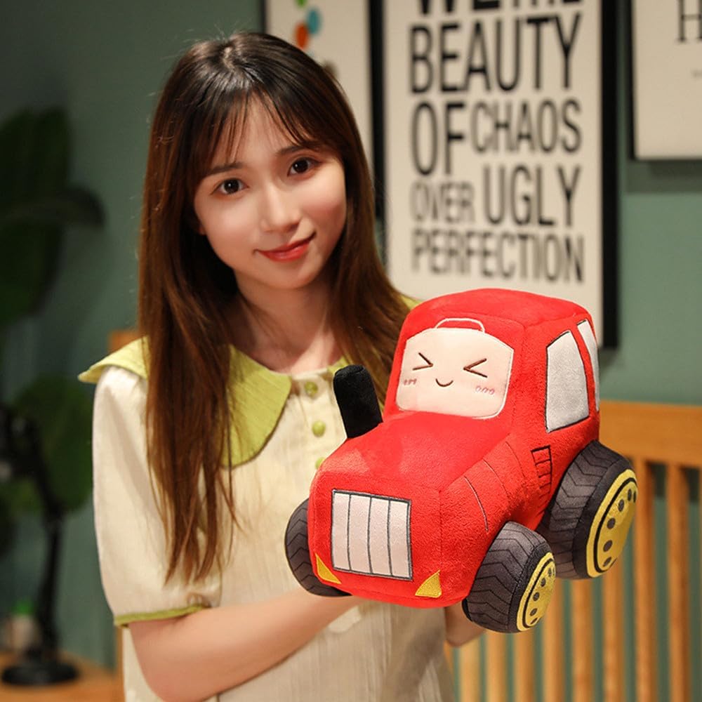 Tractor Plush Toy – Cute Cartoon Car Plush Pillow | Soft Stuffed Vehicle Doll for Kids & Toddlers