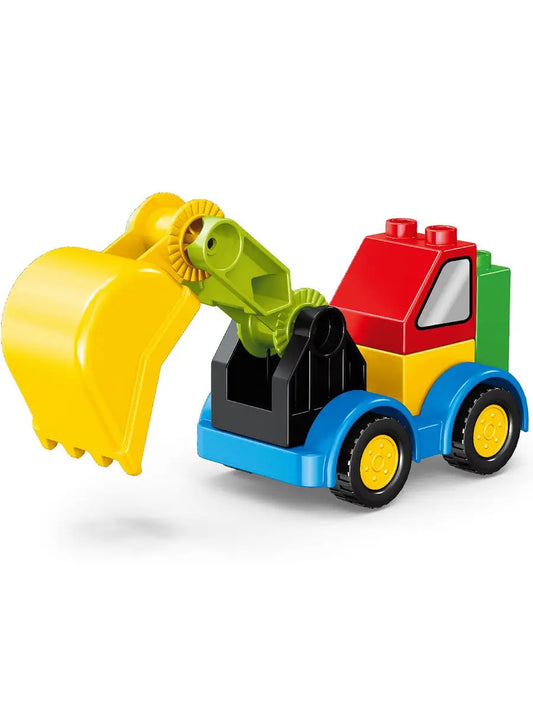 Large Particle Building Blocks Construction Vehicle Set – DIY City Forklift, Crane, Excavator & Police Car Toys for Kids, Educational STEM Bricks Gift