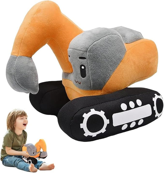 "Excavator Plush Toy – 11” Soft Stuffed Digger Truck Plush Pillow | Cute Construction Car Plush Toy | Great Gift for Kids & Toddlers"