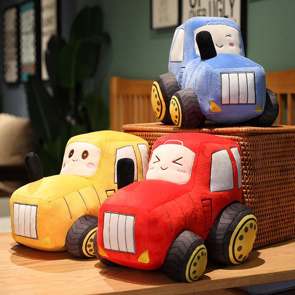 Tractor Plush Toy – Cute Cartoon Car Plush Pillow | Soft Stuffed Vehicle Doll for Kids & Toddlers