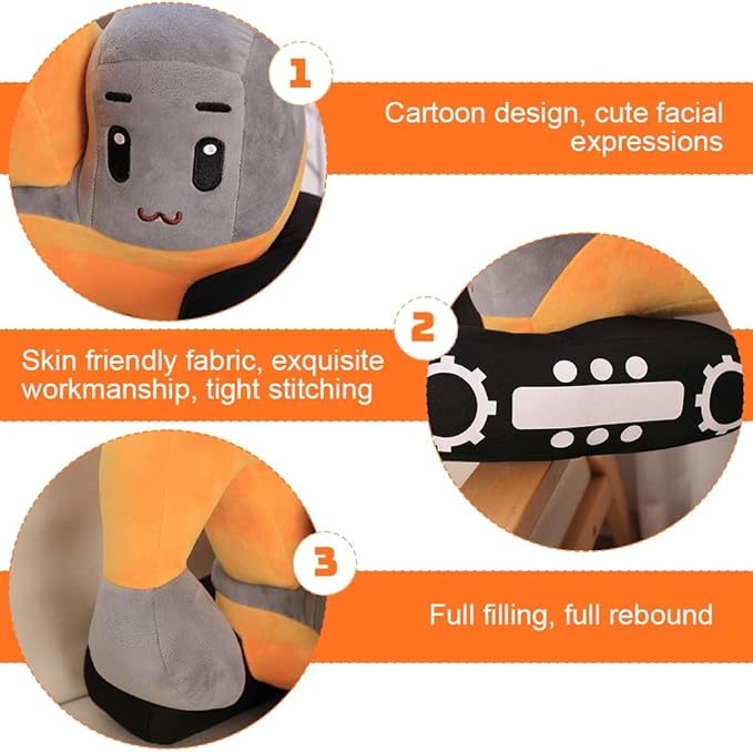 "Excavator Plush Toy – 11” Soft Stuffed Digger Truck Plush Pillow | Cute Construction Car Plush Toy | Great Gift for Kids & Toddlers"