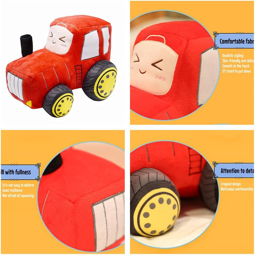Tractor Plush Toy – Cute Cartoon Car Plush Pillow | Soft Stuffed Vehicle Doll for Kids & Toddlers
